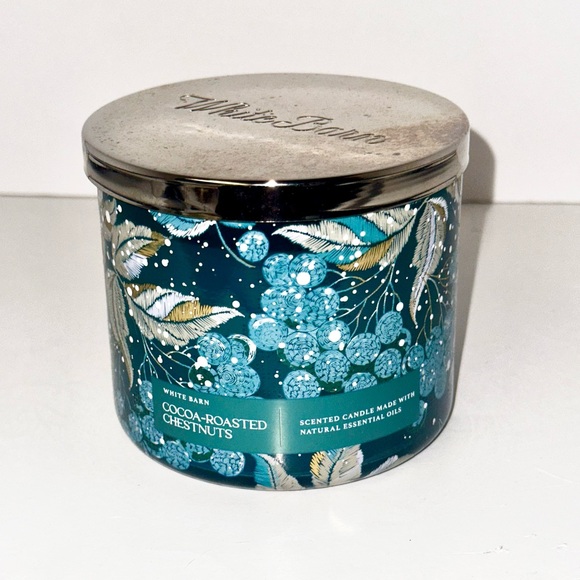 BBW Cocoa Roasted Chestnuts 3-wick candle Bath & Bodyworks White Barn scent - Picture 5 of 5